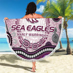 Manly Warringah Sea Eagles Rugby Beach Blanket Australian Aboriginal Dot Painting Style