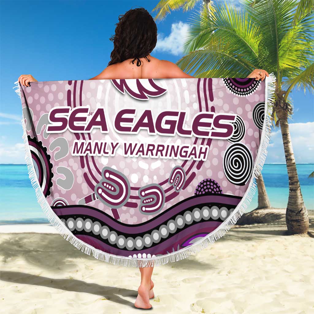 Manly Warringah Sea Eagles Rugby Beach Blanket Australian Aboriginal Dot Painting Style