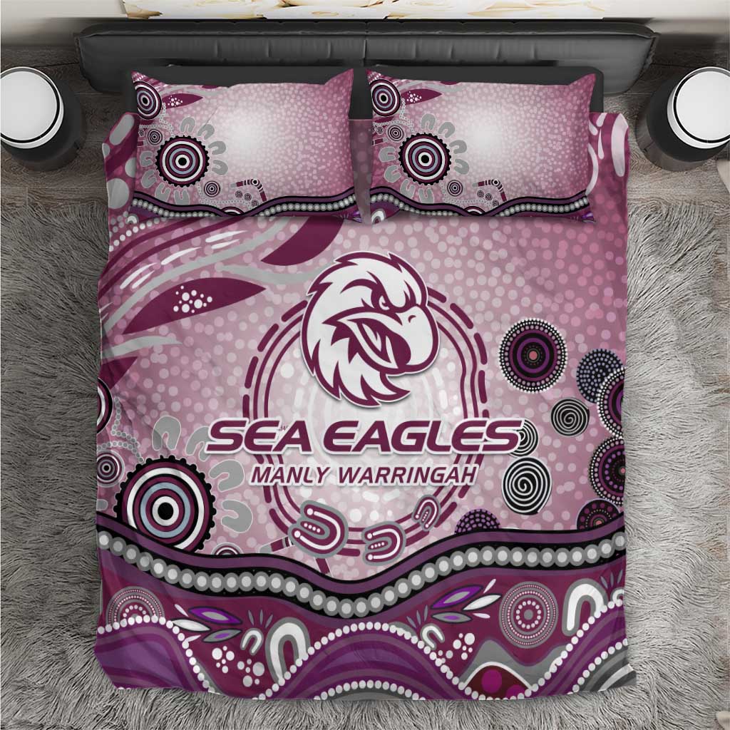 Manly Warringah Sea Eagles Rugby Bedding Set Australian Aboriginal Dot Painting Style