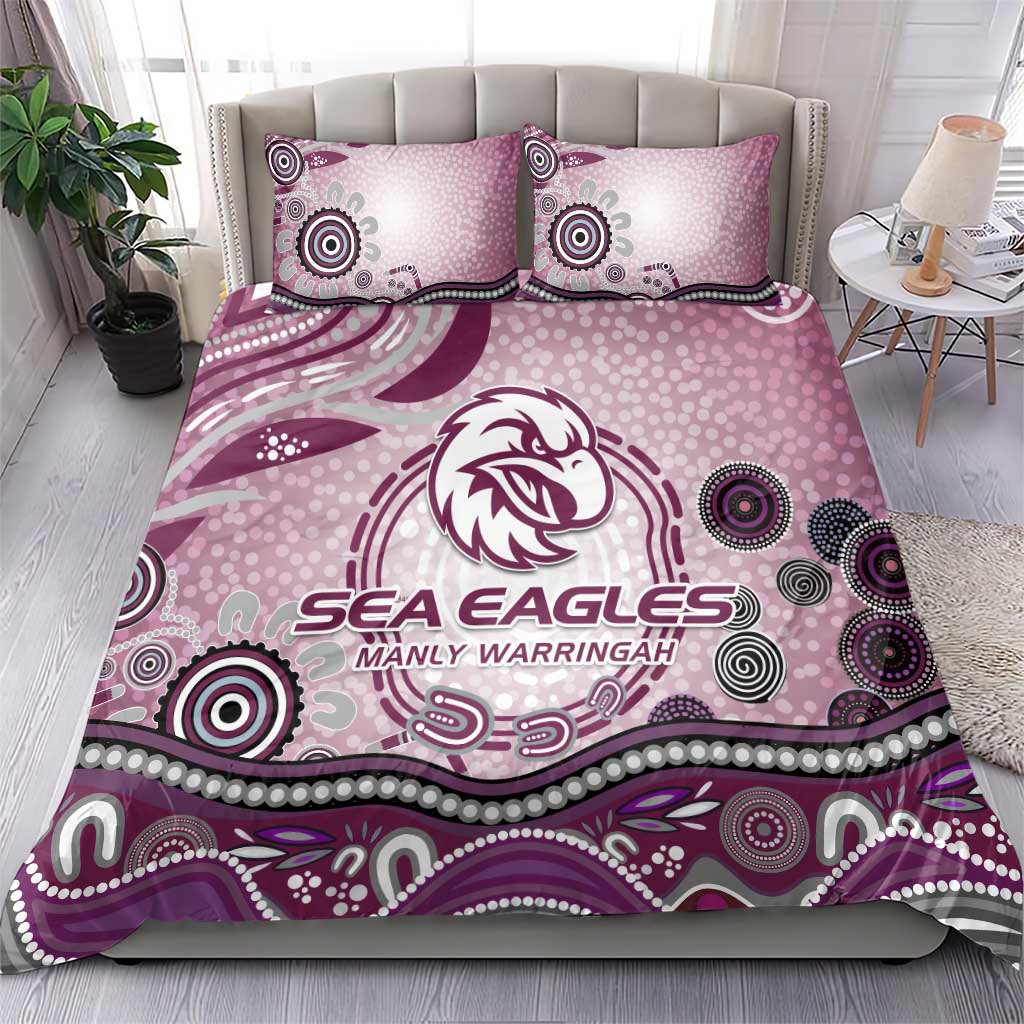 Manly Warringah Sea Eagles Rugby Bedding Set Australian Aboriginal Dot Painting Style