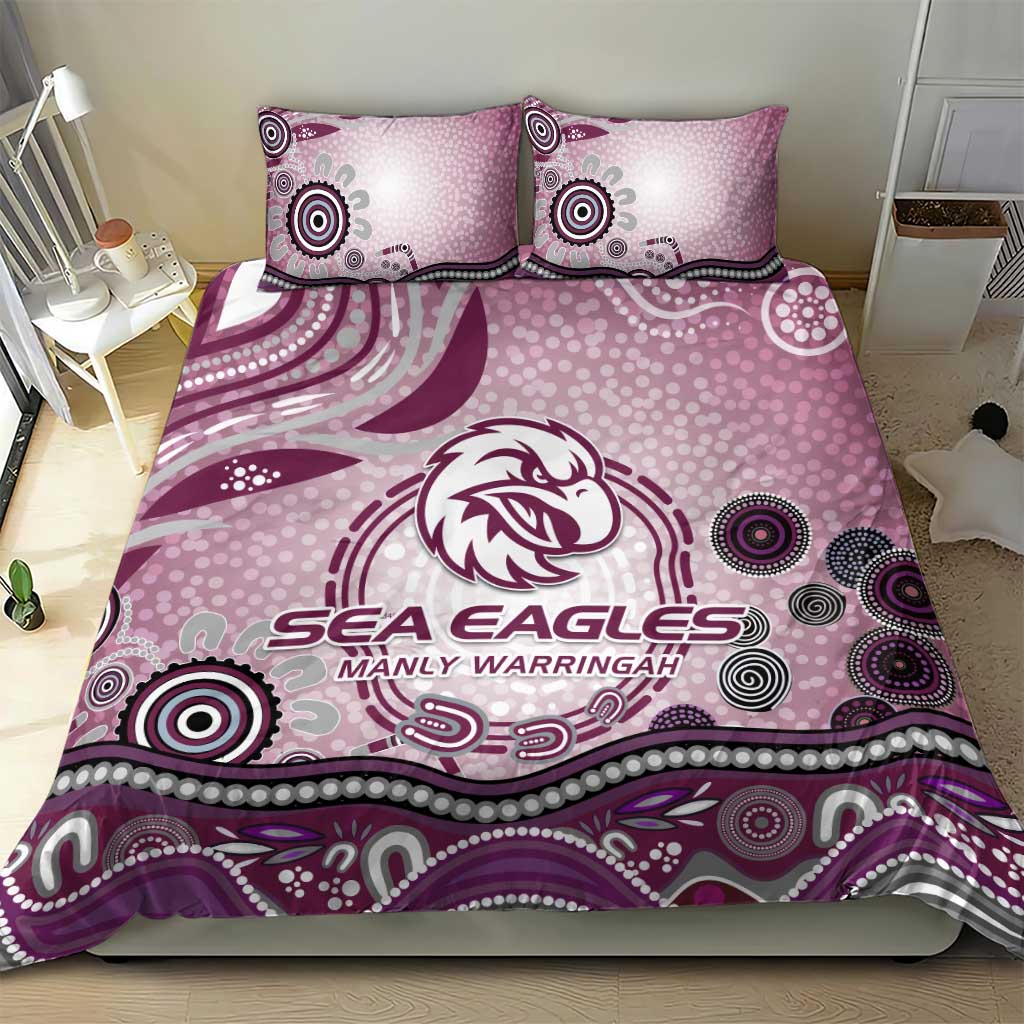 Manly Warringah Sea Eagles Rugby Bedding Set Australian Aboriginal Dot Painting Style
