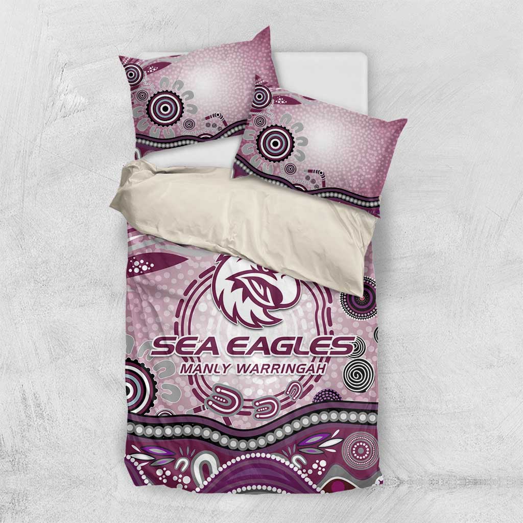 Manly Warringah Sea Eagles Rugby Bedding Set Australian Aboriginal Dot Painting Style
