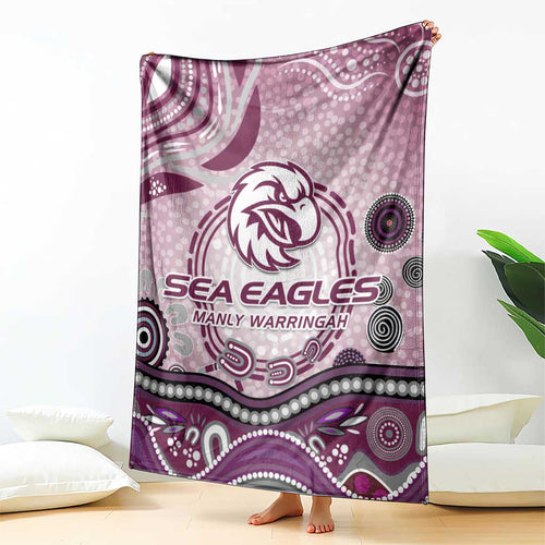 Manly Warringah Sea Eagles Rugby Blanket Australian Aboriginal Dot Painting Style