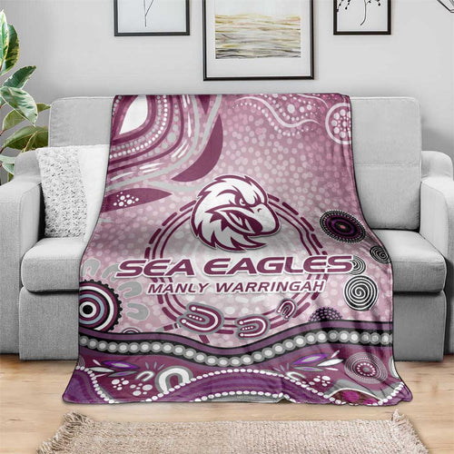 Manly Warringah Sea Eagles Rugby Blanket Australian Aboriginal Dot Painting Style