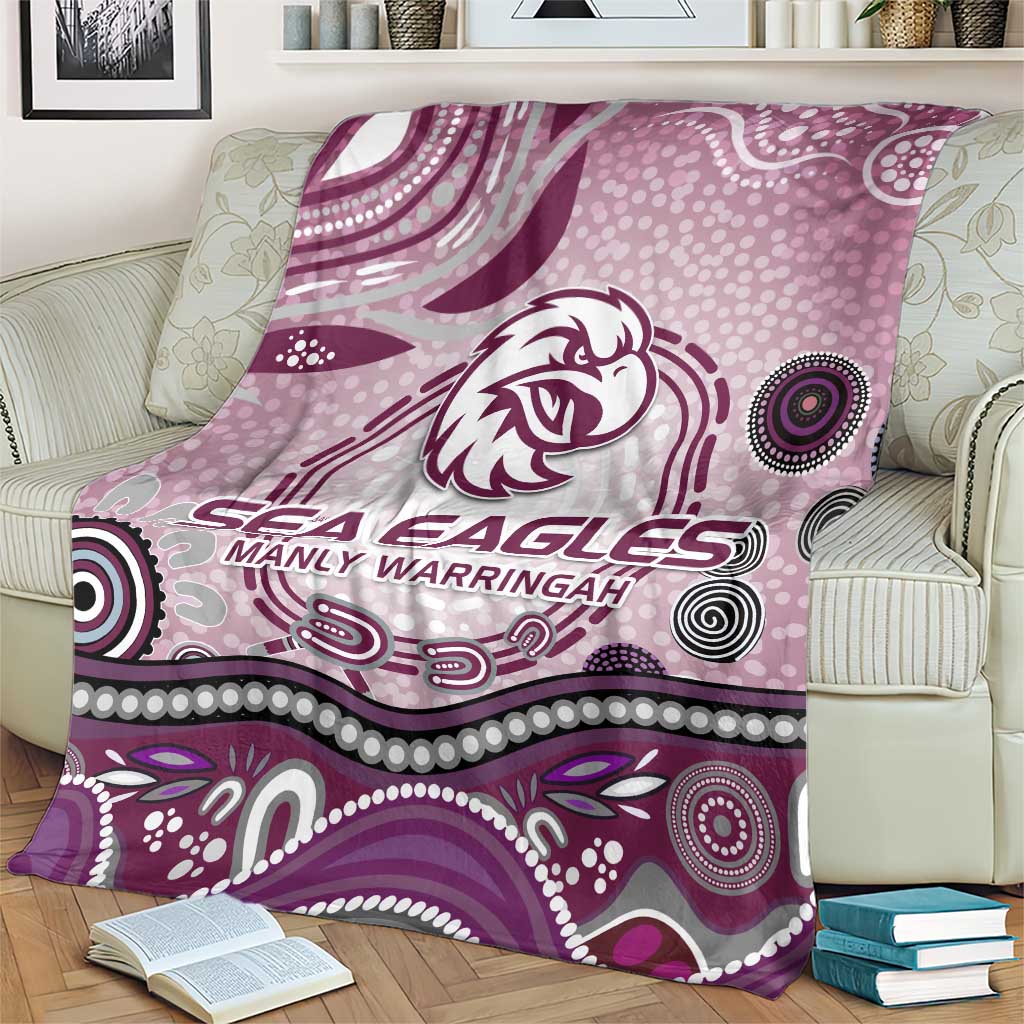 Manly Warringah Sea Eagles Rugby Blanket Australian Aboriginal Dot Painting Style