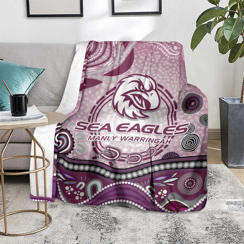 Manly Warringah Sea Eagles Rugby Blanket Australian Aboriginal Dot Painting Style