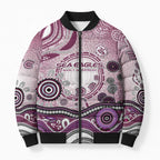 Manly Warringah Sea Eagles Rugby Bomber Puffer Jacket Australian Aboriginal Dot Painting Style