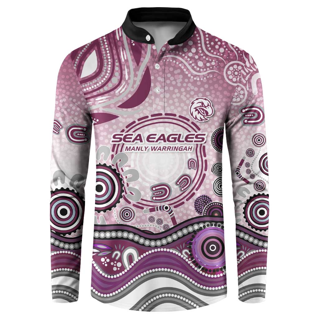 Manly Warringah Sea Eagles Rugby Button Sweatshirt Australian Aboriginal Dot Painting Style