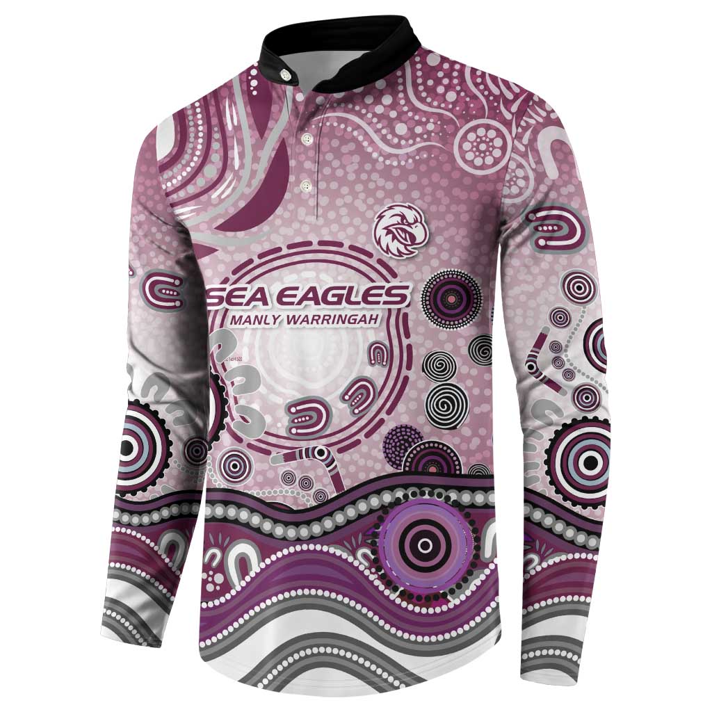 Manly Warringah Sea Eagles Rugby Button Sweatshirt Australian Aboriginal Dot Painting Style
