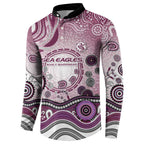 Manly Warringah Sea Eagles Rugby Button Sweatshirt Australian Aboriginal Dot Painting Style
