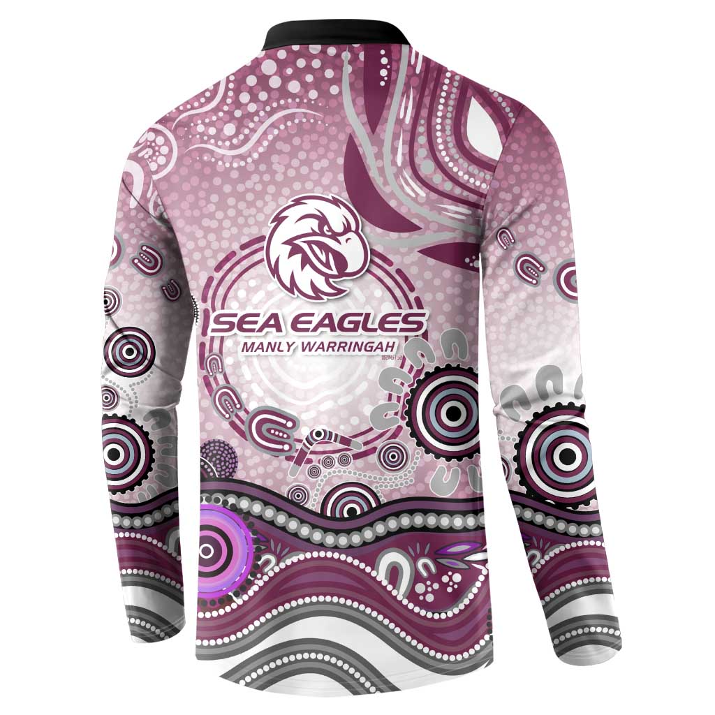 Manly Warringah Sea Eagles Rugby Button Sweatshirt Australian Aboriginal Dot Painting Style