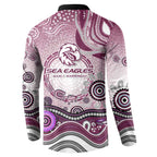 Manly Warringah Sea Eagles Rugby Button Sweatshirt Australian Aboriginal Dot Painting Style