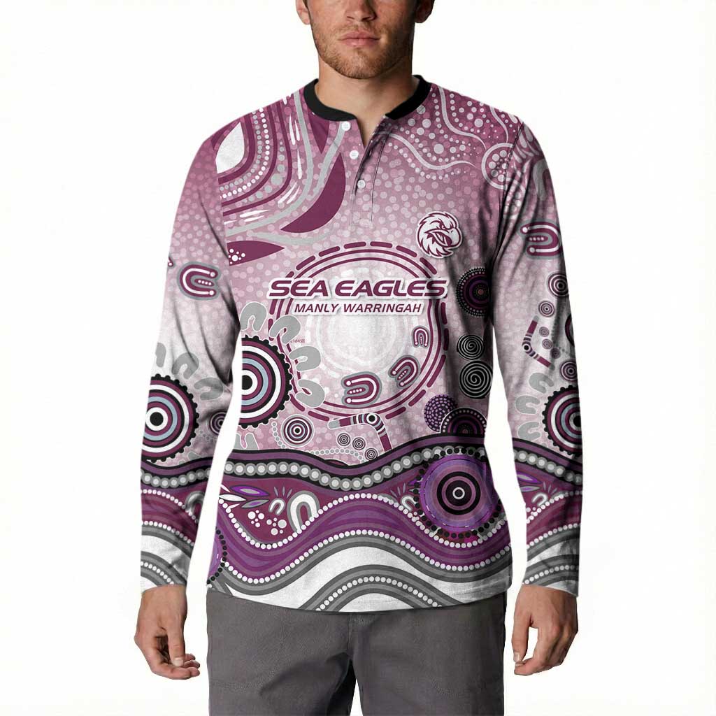 Manly Warringah Sea Eagles Rugby Button Sweatshirt Australian Aboriginal Dot Painting Style