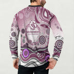Manly Warringah Sea Eagles Rugby Button Sweatshirt Australian Aboriginal Dot Painting Style