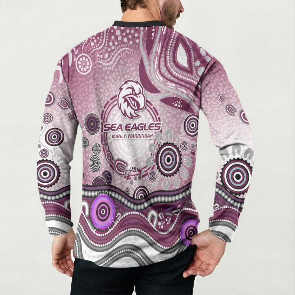 Manly Warringah Sea Eagles Rugby Button Sweatshirt Australian Aboriginal Dot Painting Style