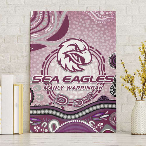 Manly Warringah Sea Eagles Rugby Canvas Wall Art Australian Aboriginal Dot Painting Style