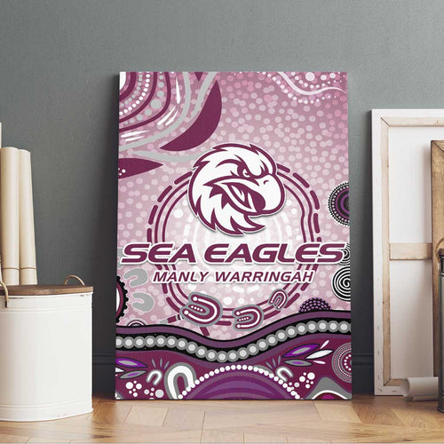 Manly Warringah Sea Eagles Rugby Canvas Wall Art Australian Aboriginal Dot Painting Style