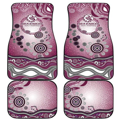 Manly Warringah Sea Eagles Rugby Car Mats Australian Aboriginal Dot Painting Style