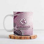 Manly Warringah Sea Eagles Rugby Ceramic Mug Australian Aboriginal Dot Painting Style