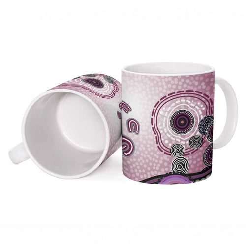 Manly Warringah Sea Eagles Rugby Ceramic Mug Australian Aboriginal Dot Painting Style