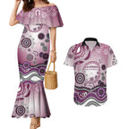 Manly Warringah Sea Eagles Rugby Couples Matching Mermaid Dress and Hawaiian Shirt Australian Aboriginal Dot Painting Style