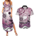 Manly Warringah Sea Eagles Rugby Couples Matching Summer Maxi Dress and Hawaiian Shirt Australian Aboriginal Dot Painting Style
