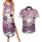 Manly Warringah Sea Eagles Rugby Couples Matching Summer Maxi Dress and Hawaiian Shirt Australian Aboriginal Dot Painting Style