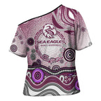 Manly Warringah Sea Eagles Rugby Cross Shoulder Shirt Australian Aboriginal Dot Painting Style