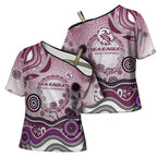 Manly Warringah Sea Eagles Rugby Cross Shoulder Shirt Australian Aboriginal Dot Painting Style