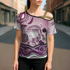 Manly Warringah Sea Eagles Rugby Cross Shoulder Shirt Australian Aboriginal Dot Painting Style