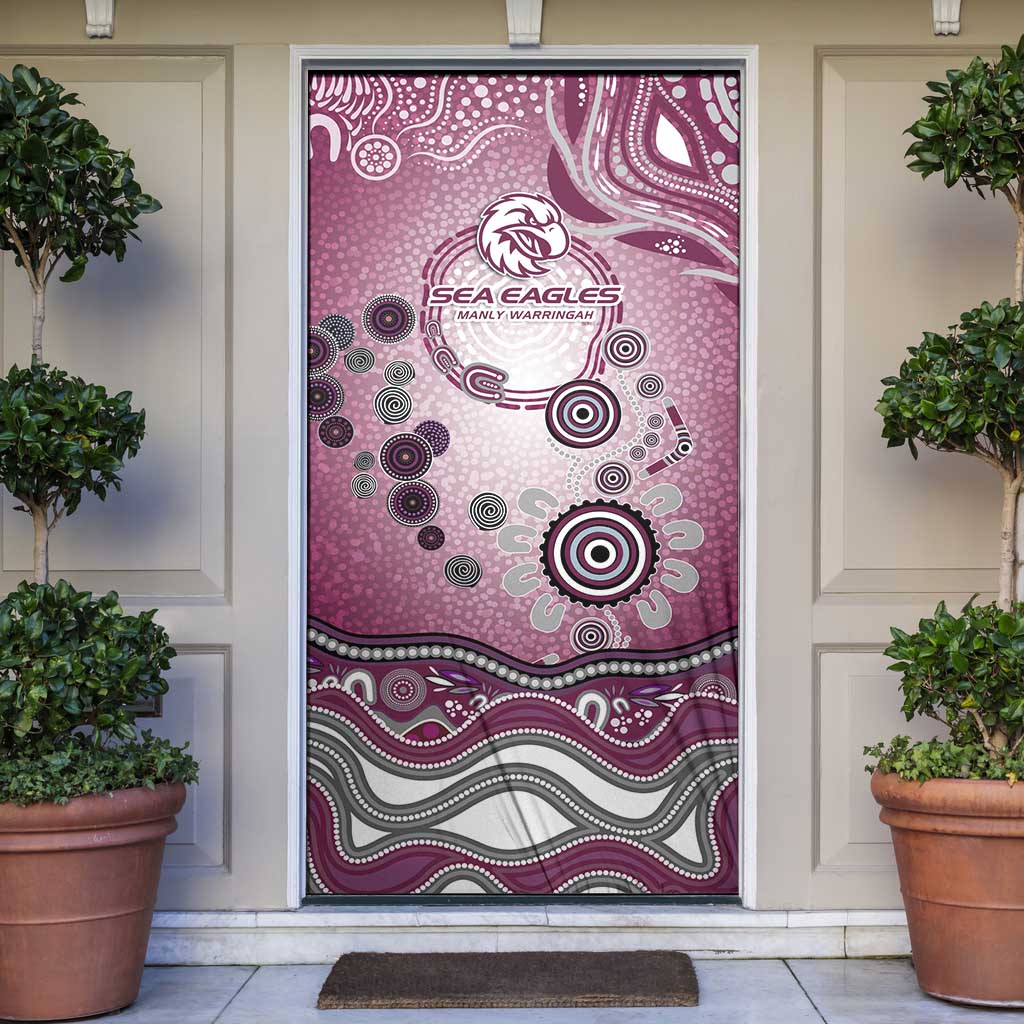 Manly Warringah Sea Eagles Rugby Door Cover Australian Aboriginal Dot Painting Style