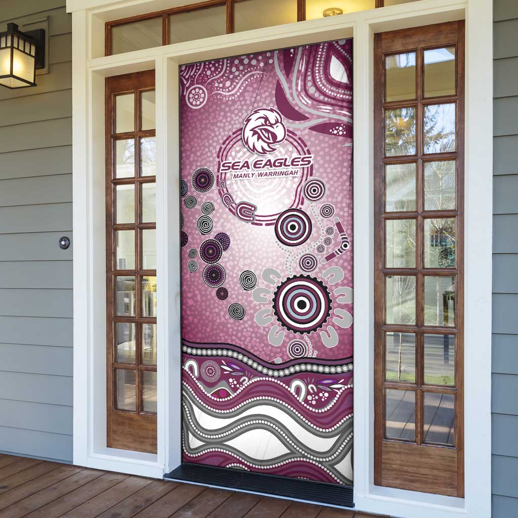 Manly Warringah Sea Eagles Rugby Door Cover Australian Aboriginal Dot Painting Style
