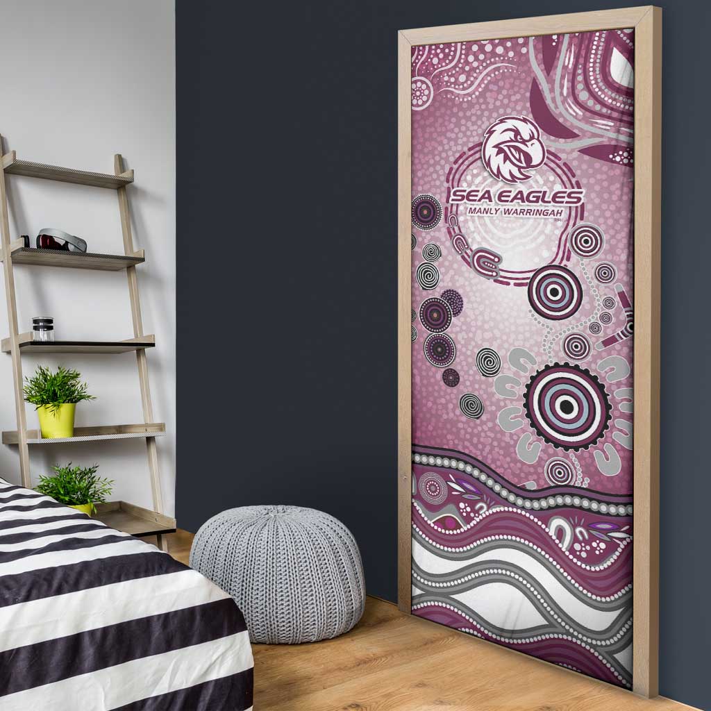 Manly Warringah Sea Eagles Rugby Door Cover Australian Aboriginal Dot Painting Style