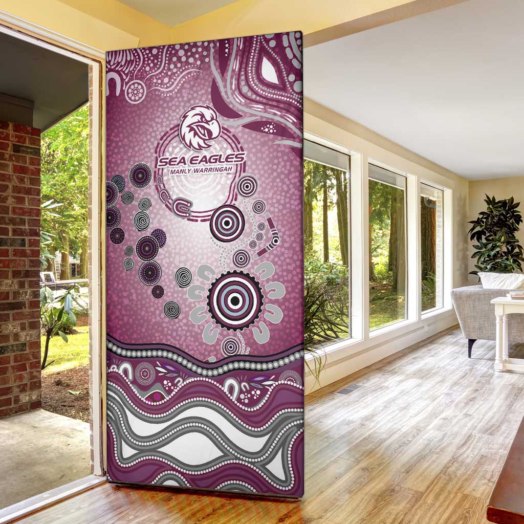 Manly Warringah Sea Eagles Rugby Door Cover Australian Aboriginal Dot Painting Style