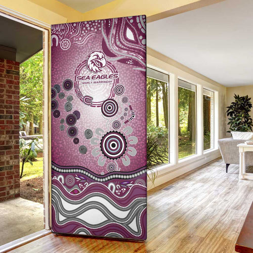 Manly Warringah Sea Eagles Rugby Door Cover Australian Aboriginal Dot Painting Style