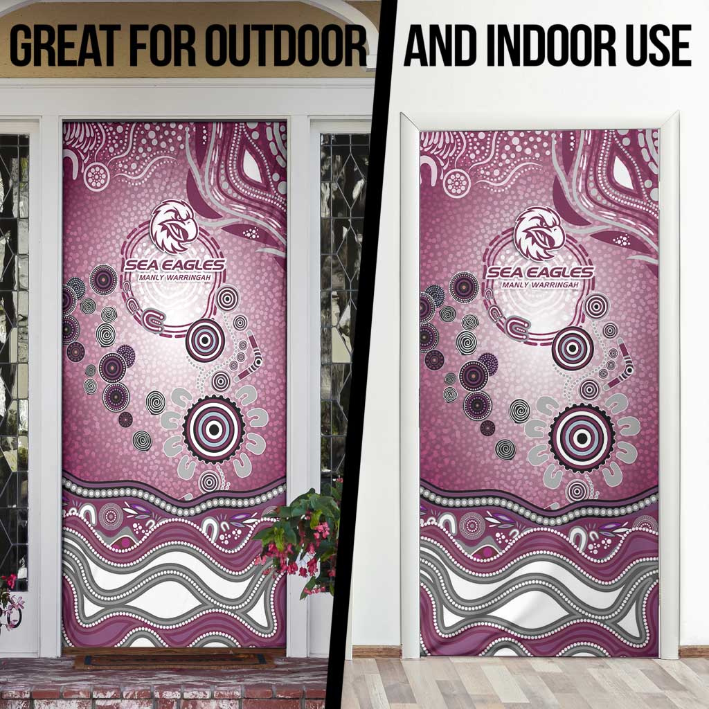 Manly Warringah Sea Eagles Rugby Door Cover Australian Aboriginal Dot Painting Style