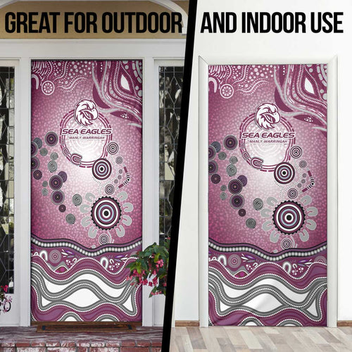 Manly Warringah Sea Eagles Rugby Door Cover Australian Aboriginal Dot Painting Style