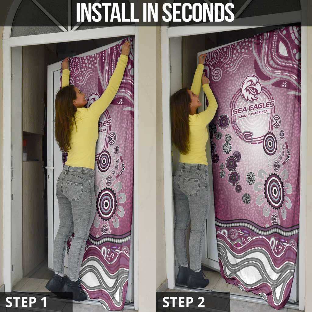 Manly Warringah Sea Eagles Rugby Door Cover Australian Aboriginal Dot Painting Style