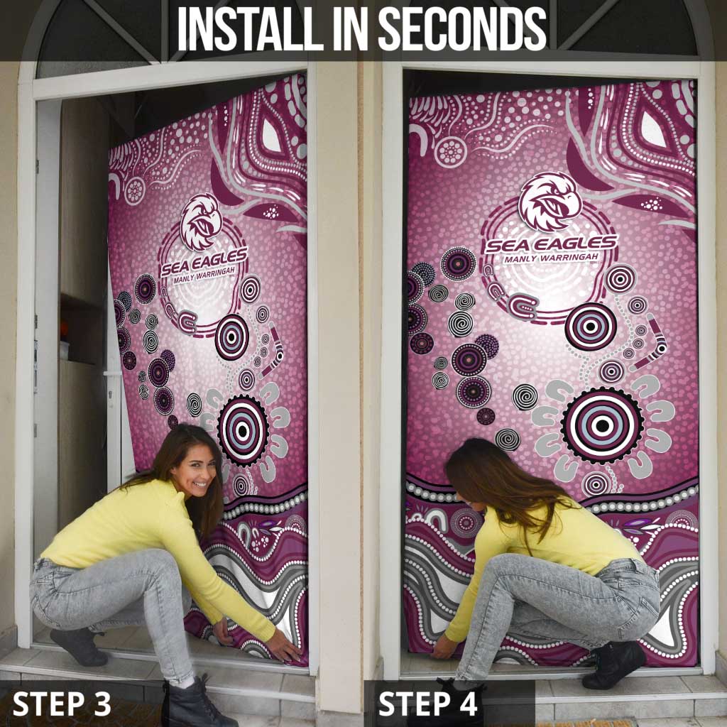 Manly Warringah Sea Eagles Rugby Door Cover Australian Aboriginal Dot Painting Style