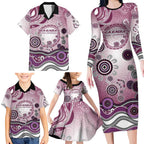 Manly Warringah Sea Eagles Rugby Family Matching Long Sleeve Bodycon Dress and Hawaiian Shirt Australian Aboriginal Dot Painting Style