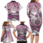 Manly Warringah Sea Eagles Rugby Family Matching Long Sleeve Bodycon Dress and Hawaiian Shirt Australian Aboriginal Dot Painting Style