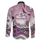 Manly Warringah Sea Eagles Rugby Family Matching Mermaid Dress and Hawaiian Shirt Australian Aboriginal Dot Painting Style