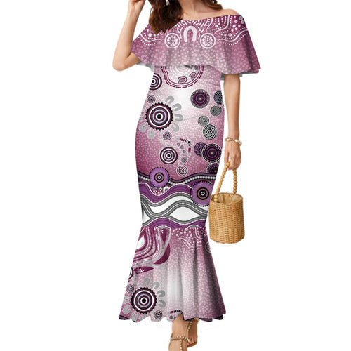 Manly Warringah Sea Eagles Rugby Family Matching Mermaid Dress and Hawaiian Shirt Australian Aboriginal Dot Painting Style
