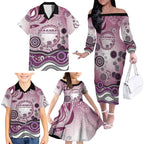 Manly Warringah Sea Eagles Rugby Family Matching Off The Shoulder Long Sleeve Dress and Hawaiian Shirt Australian Aboriginal Dot Painting Style