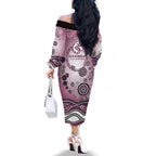 Manly Warringah Sea Eagles Rugby Family Matching Off The Shoulder Long Sleeve Dress and Hawaiian Shirt Australian Aboriginal Dot Painting Style