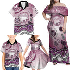 Manly Warringah Sea Eagles Rugby Family Matching Off Shoulder Maxi Dress and Hawaiian Shirt Australian Aboriginal Dot Painting Style