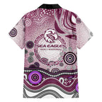 Manly Warringah Sea Eagles Rugby Family Matching Off Shoulder Maxi Dress and Hawaiian Shirt Australian Aboriginal Dot Painting Style