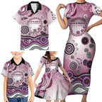 Manly Warringah Sea Eagles Rugby Family Matching Short Sleeve Bodycon Dress and Hawaiian Shirt Australian Aboriginal Dot Painting Style