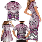 Manly Warringah Sea Eagles Rugby Family Matching Short Sleeve Bodycon Dress and Hawaiian Shirt Australian Aboriginal Dot Painting Style
