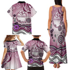 Manly Warringah Sea Eagles Rugby Family Matching Tank Maxi Dress and Hawaiian Shirt Australian Aboriginal Dot Painting Style